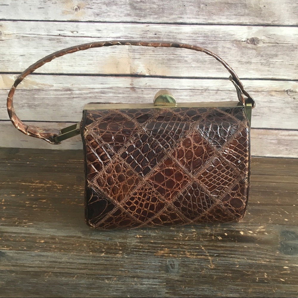 Vintage Hardcase Clutch with Gold Clasp